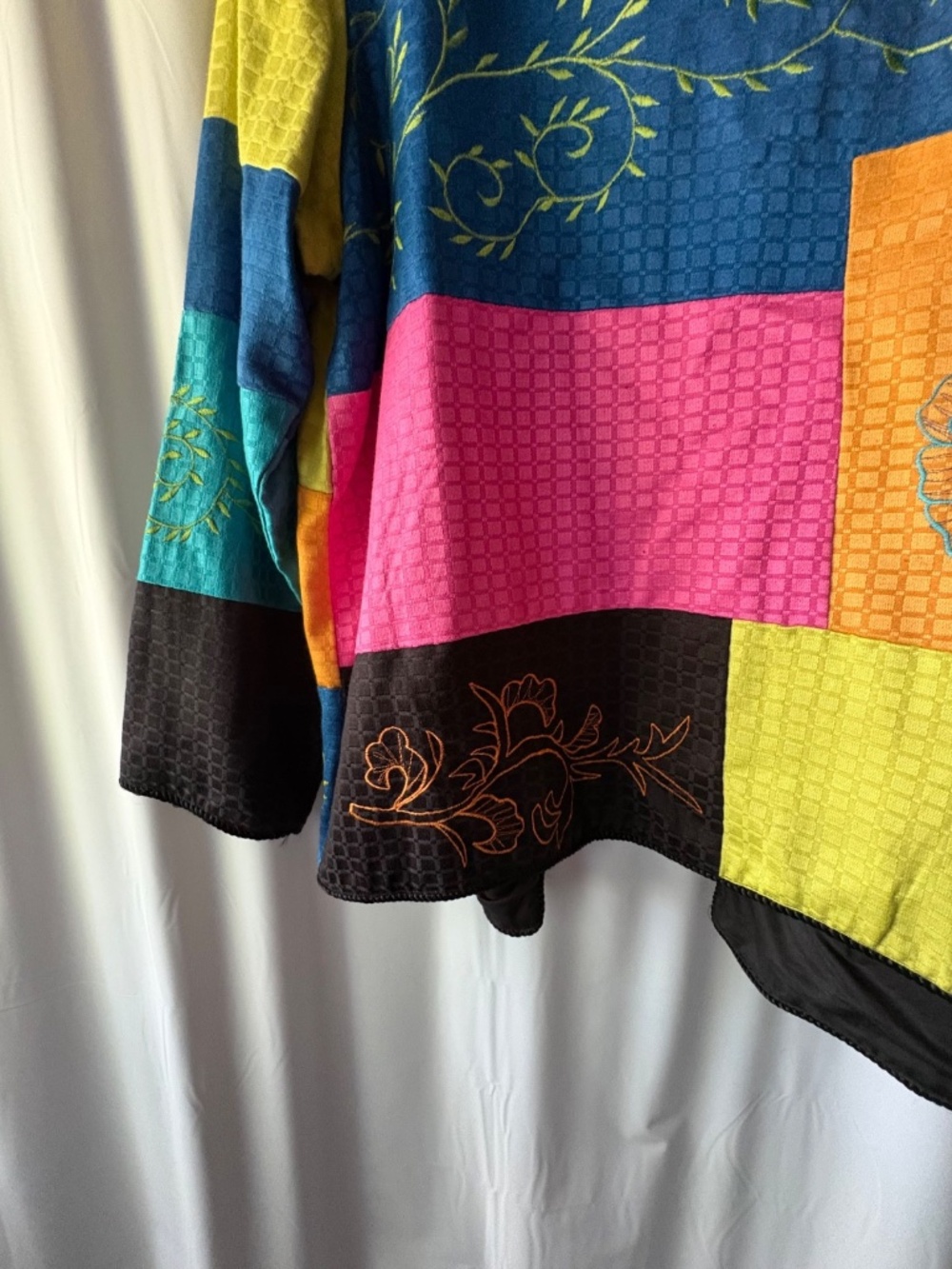 Maggie Barnes Patchwork Embroidered Jacket Boho Art Wear Toggle Buttons NWT 1X - Picture 9 of 15